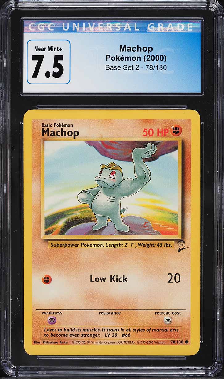 2000 Pokemon Base Set 2 Machop #78 CGC 7.5 NRMT+