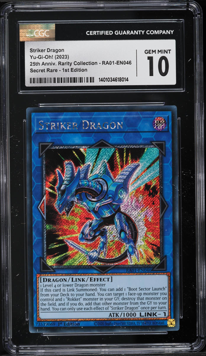 2023 Yu-Gi-Oh! 25th Anniversary 1st Edition Striker Dragon #RA01-EN046 CGC 10