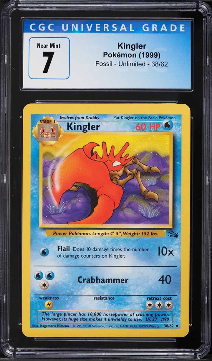 1999 Pokemon Fossil Kingler #38 CGC 7 NRMT