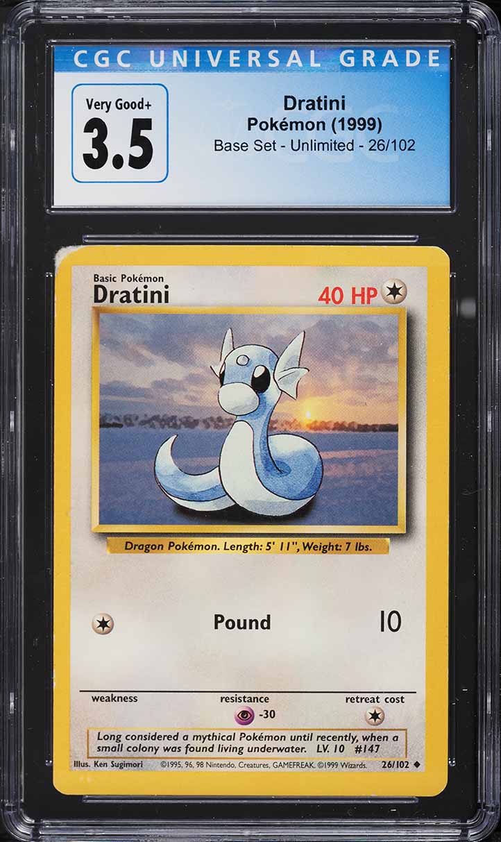 1999 Pokemon Base Set Dratini #26 CGC 3.5 VG+