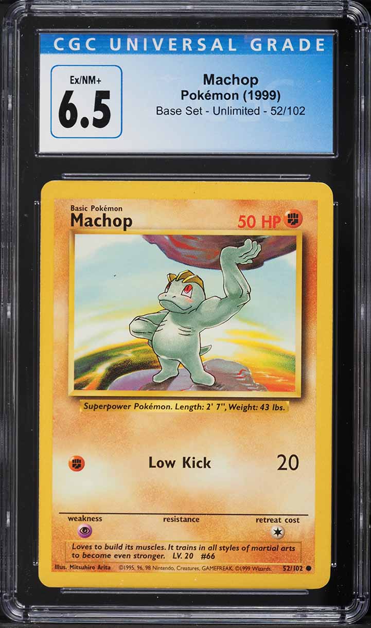 1999 Pokemon Base Set Machop #52 CGC 6.5 EXMT+