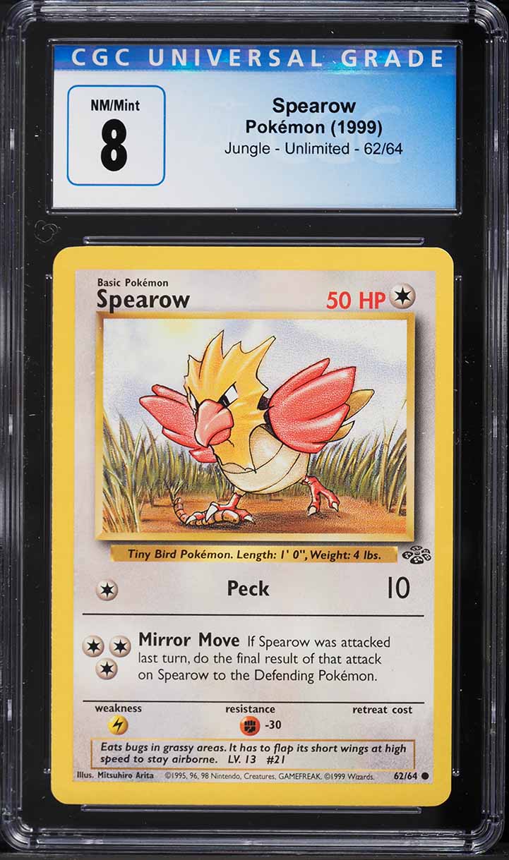 1999 Pokemon Jungle Spearow #62 CGC 8 NM-MT