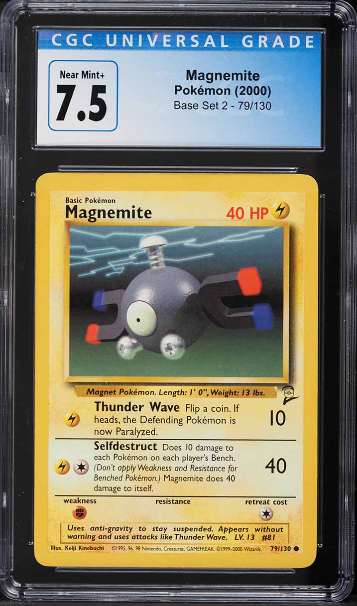 2000 Pokemon Base Set 2 Magnemite #79 CGC 7.5 NRMT+