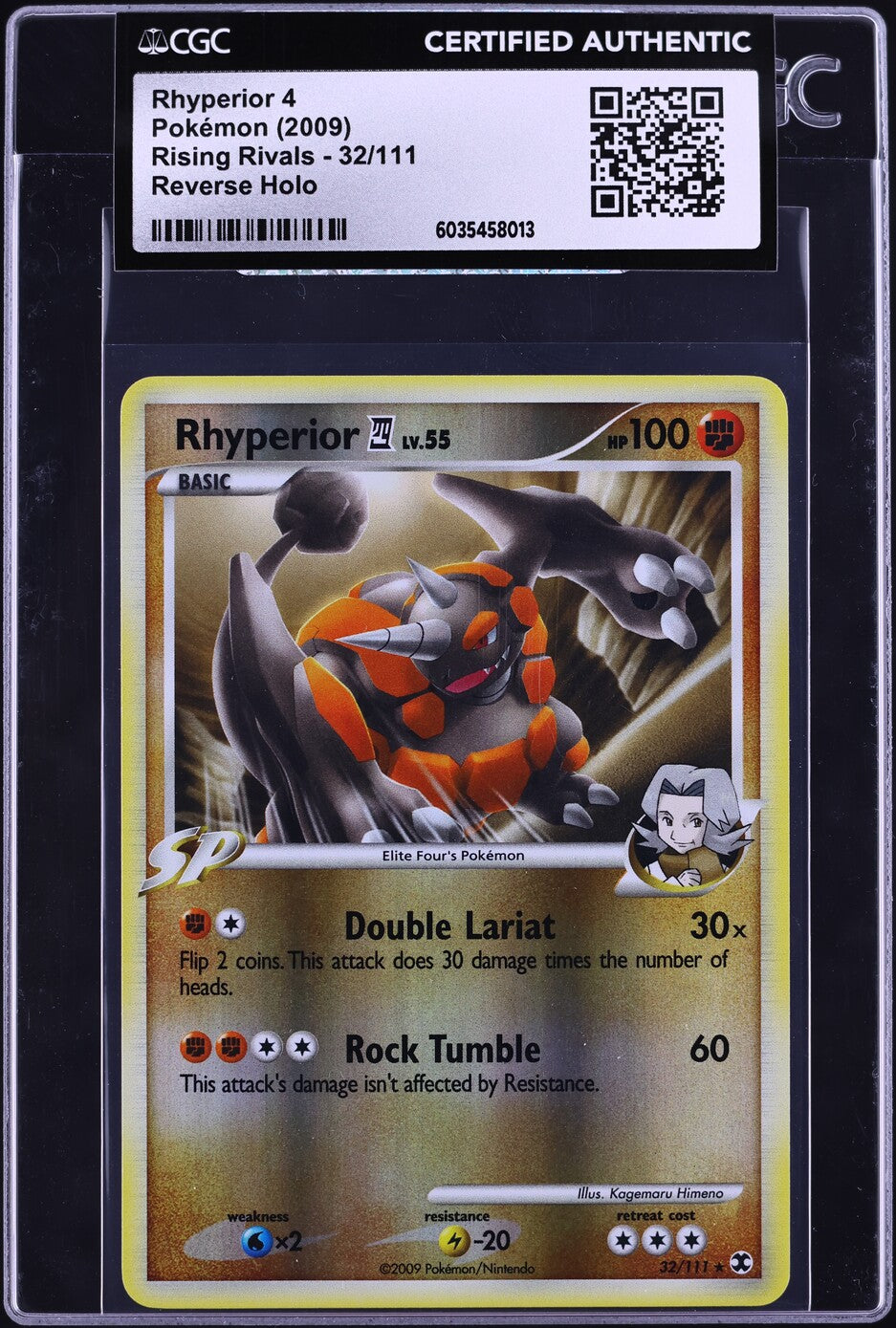 2009 Pokemon Platinum Rising Rivals Reverse Holo Rhyperior 4 #32 CGC AUTH