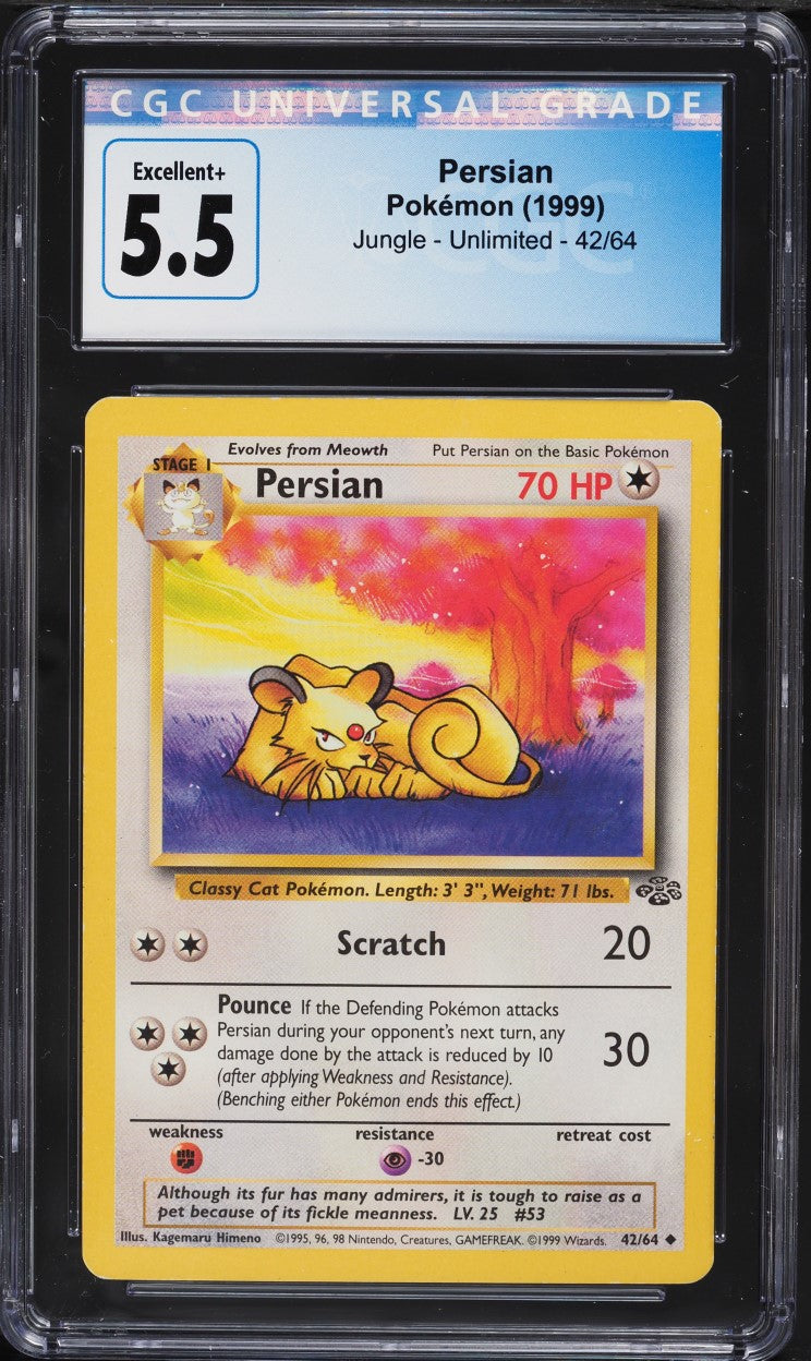 1999 Pokemon Jungle Persian #42 CGC 5.5 EX+