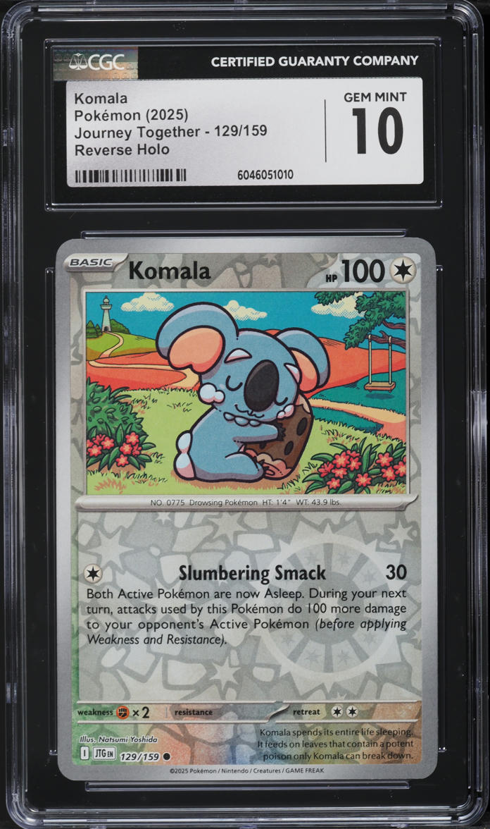 2025 Pokemon SV Journey Together Reverse Holo Komala #129 CGC 10 GEM MINT