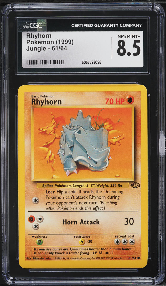 1999 Pokemon Jungle Rhyhorn #61 CGC 8.5 NM-MT+
