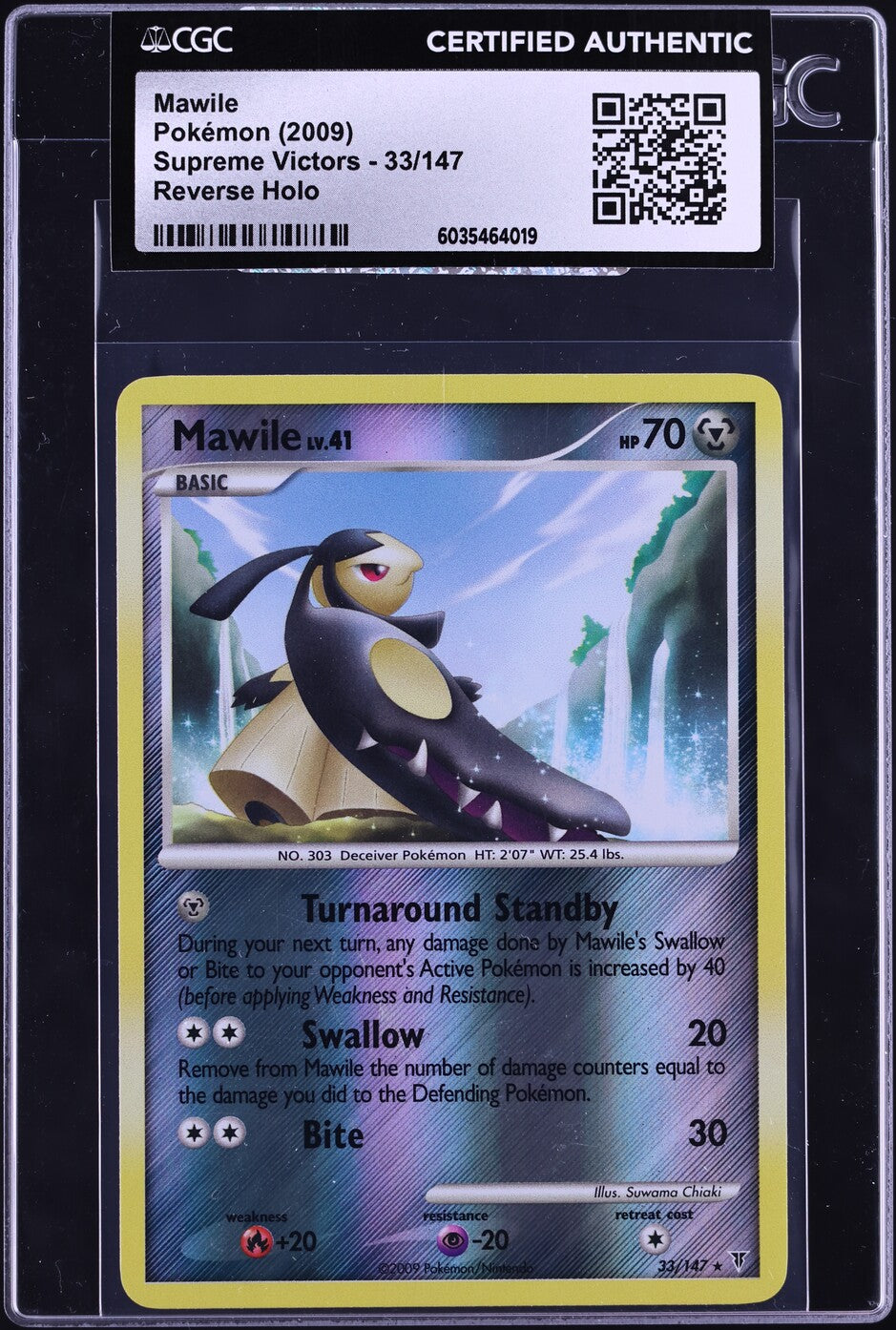 2009 Pokemon Platinum Supreme Victors Reverse Holo Mawile #33 CGC AUTH