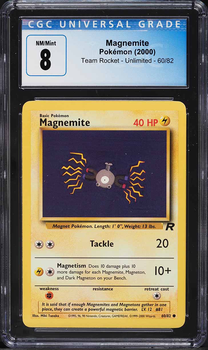 2000 Pokemon Team Rocket Magnemite #60 CGC 8 NM-MT