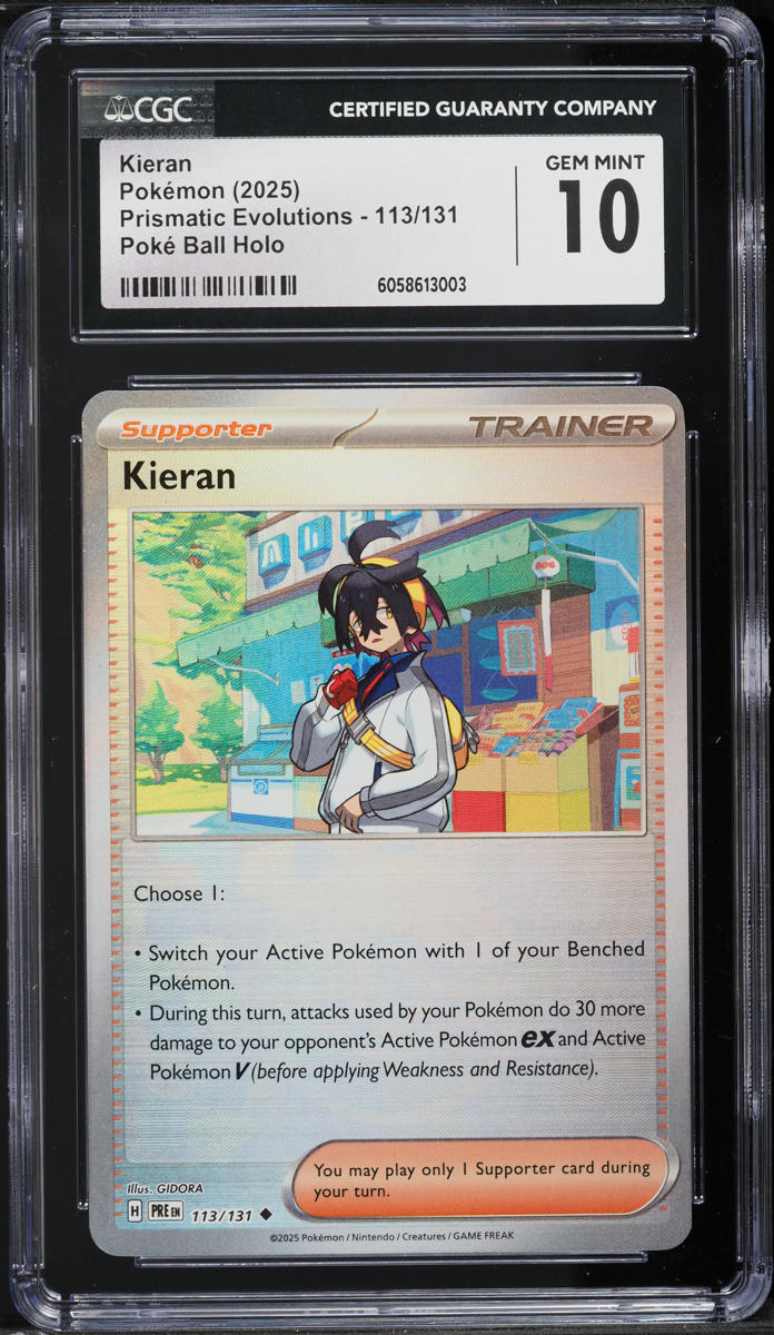 2025 Pokemon SV Prismatic Evolutions Poke Ball Holo Kieran #113 CGC 10 GEM MINT