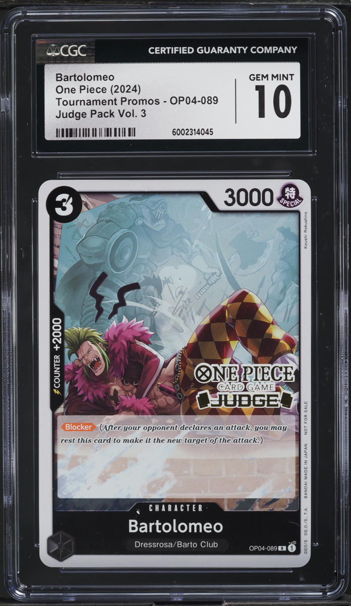 2024 One Piece Tournament Promo Judge Pack Vol 3 Bartolomeo #OP04-089 CGC 10 GEM