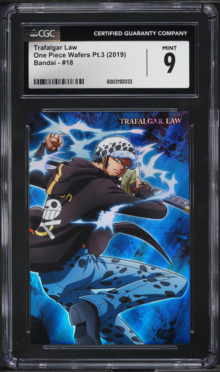 2019 Bandai One Piece Wafers Bandai Trafalgar Law #18 CGC 9 MINT