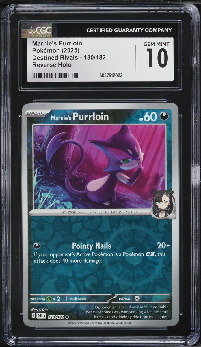 2025 Pokemon SV Destined Rivals Reverse Holo Marnie's Purrloin #130 CGC 10 GEM