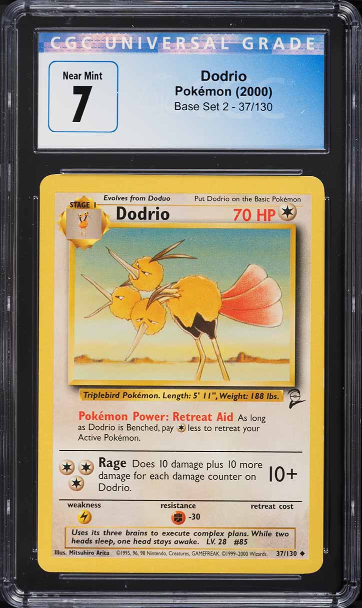 2000 Pokemon Base Set 2 Dodrio #37 CGC 7 NRMT