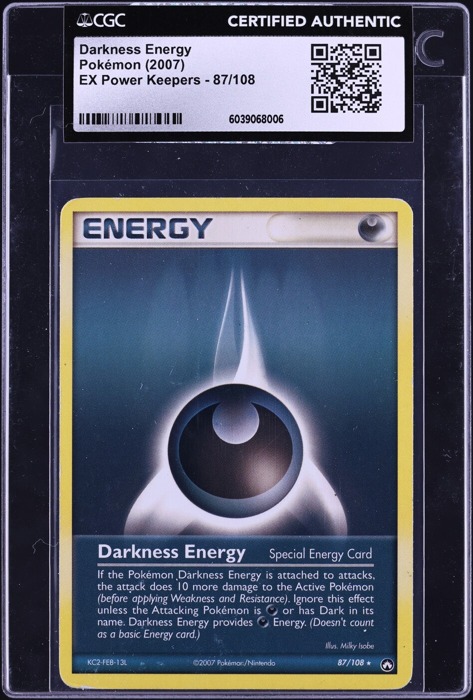 2007 Pokemon EX Power Keepers Darkness Energy #87 CGC AUTH