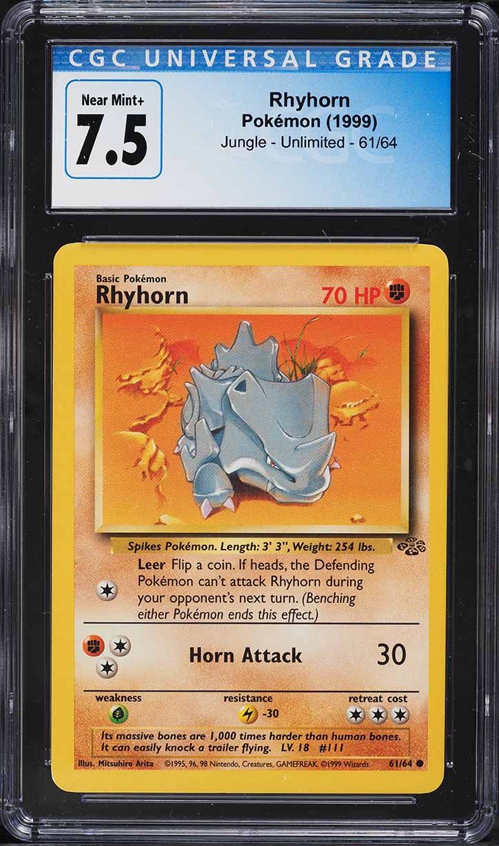 1999 Pokemon Jungle Rhyhorn #61 CGC 7.5 NRMT+