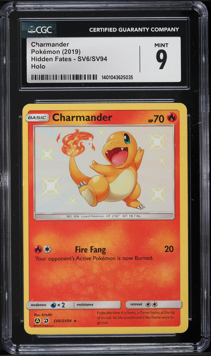 2019 Pokemon Sun & Moon Hidden Fates Shiny Charmander #SV6 CGC 9 MINT