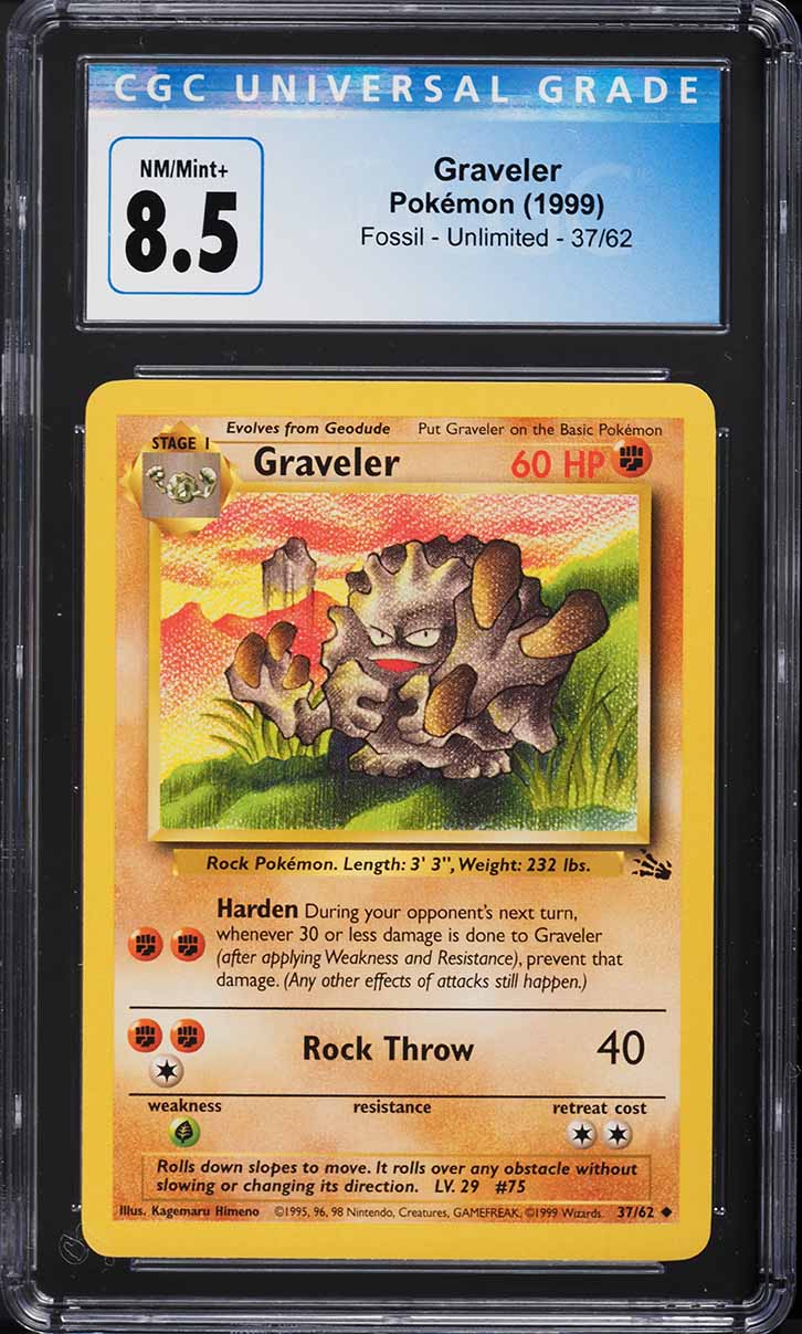 1999 Pokemon Fossil Graveler #37 CGC 8.5 NM-MT+