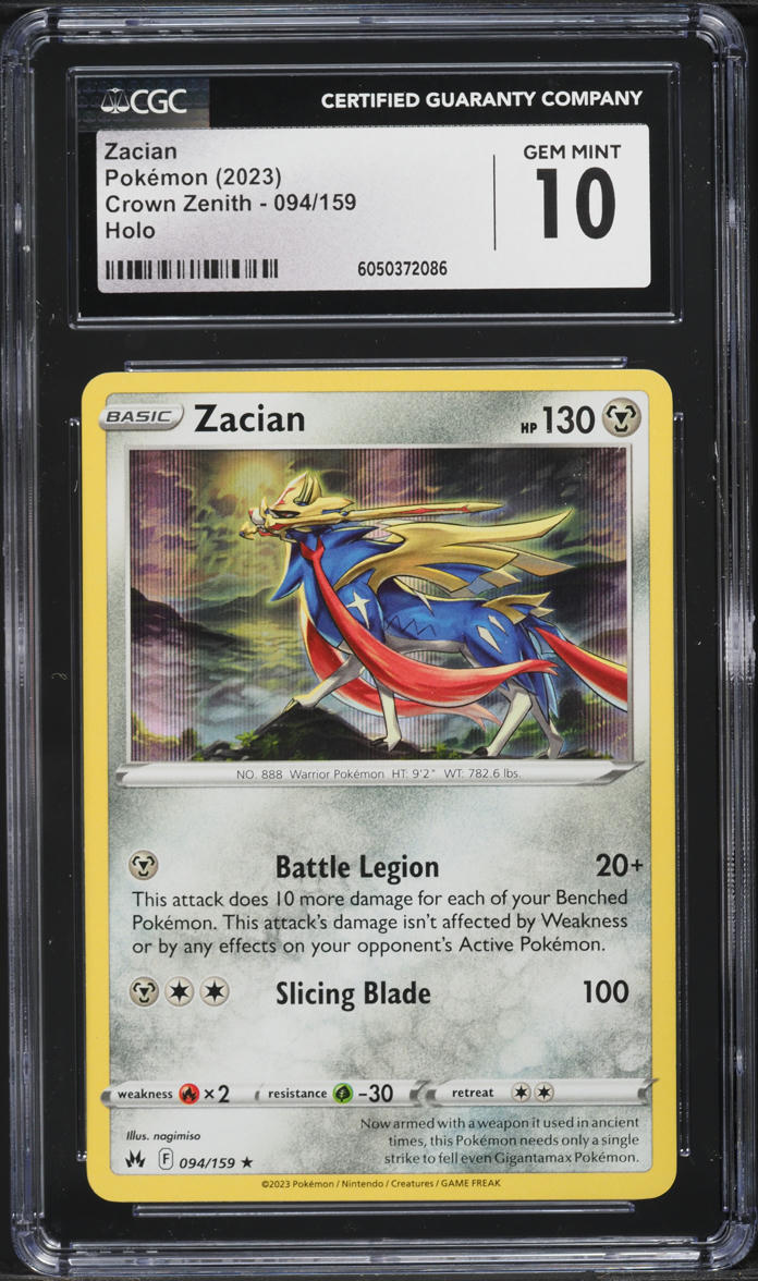 2023 Pokemon Sword & Shield Crown Zenith Zacian #94 CGC 10 GEM MINT