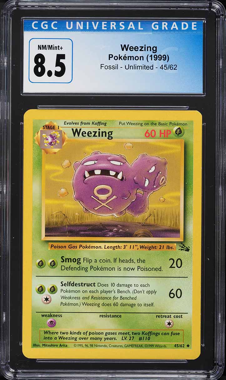 1999 Pokemon Fossil Weezing #45 CGC 8.5 NM-MT+