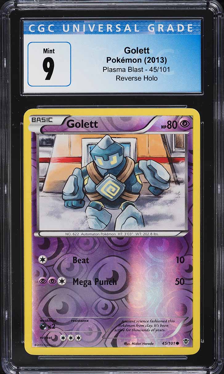 2013 Pokemon Black & White Plasma Blast Reverse Holo Golett #45 CGC 9 MINT