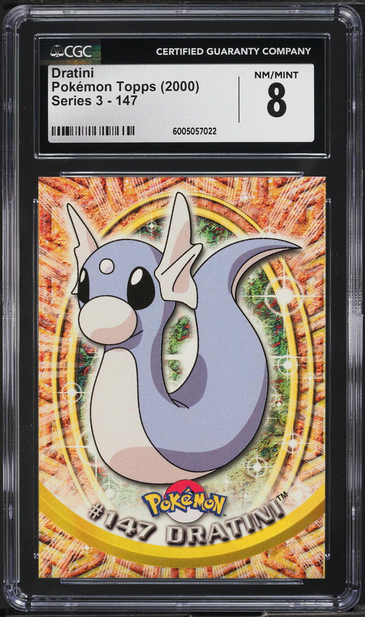 2000 Topps Pokemon Series 3 Dratini #147 CGC 8 NM-MT