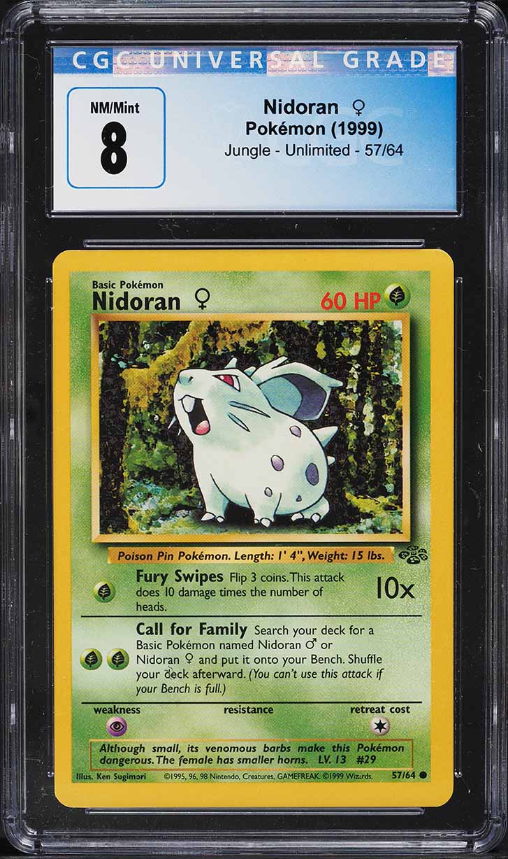 1999 Pokemon Jungle Nidoran #57 CGC 8 NM-MT