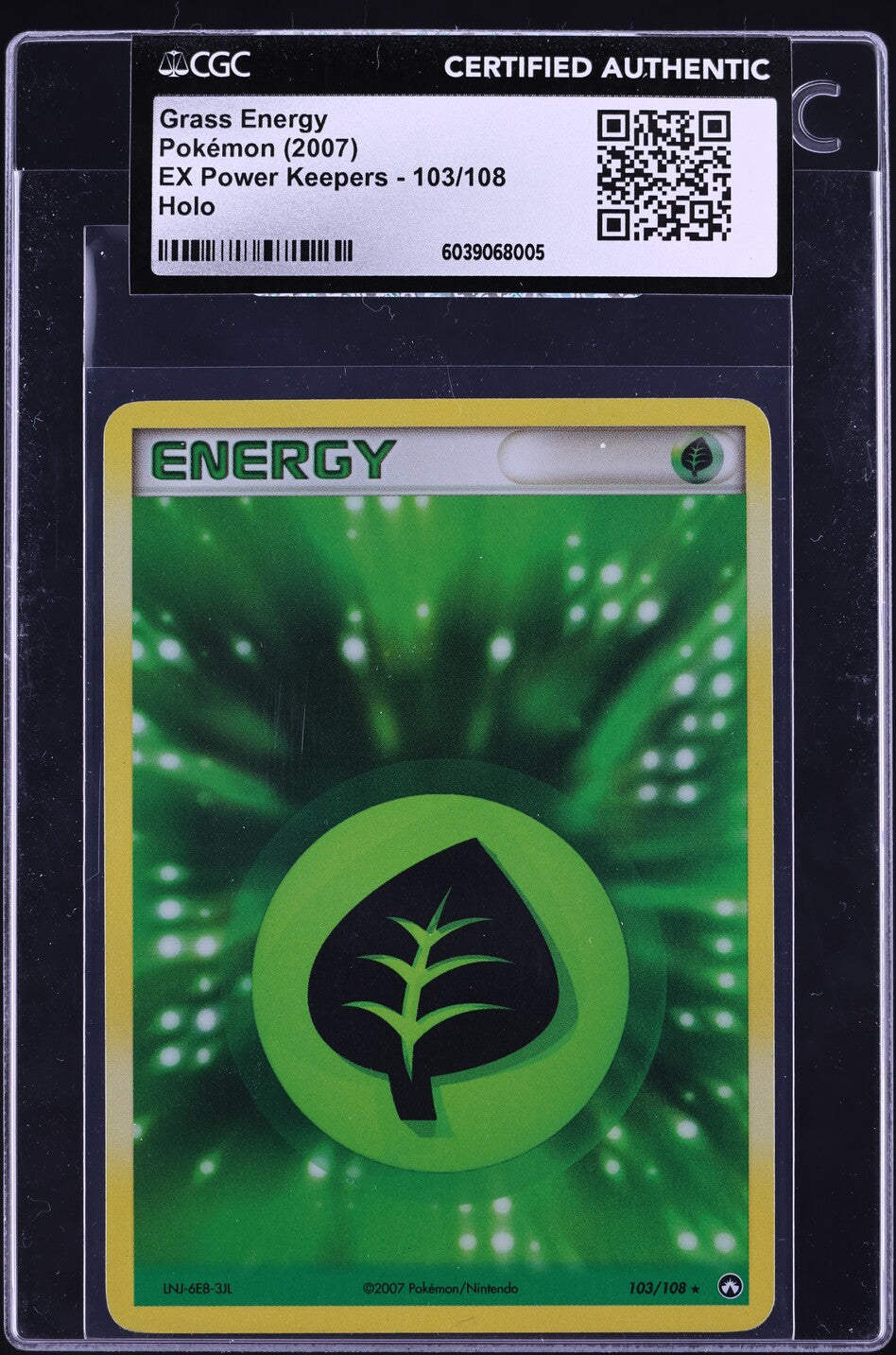 2007 Pokemon EX Power Keepers Holo Grass Energy #103 CGC AUTH