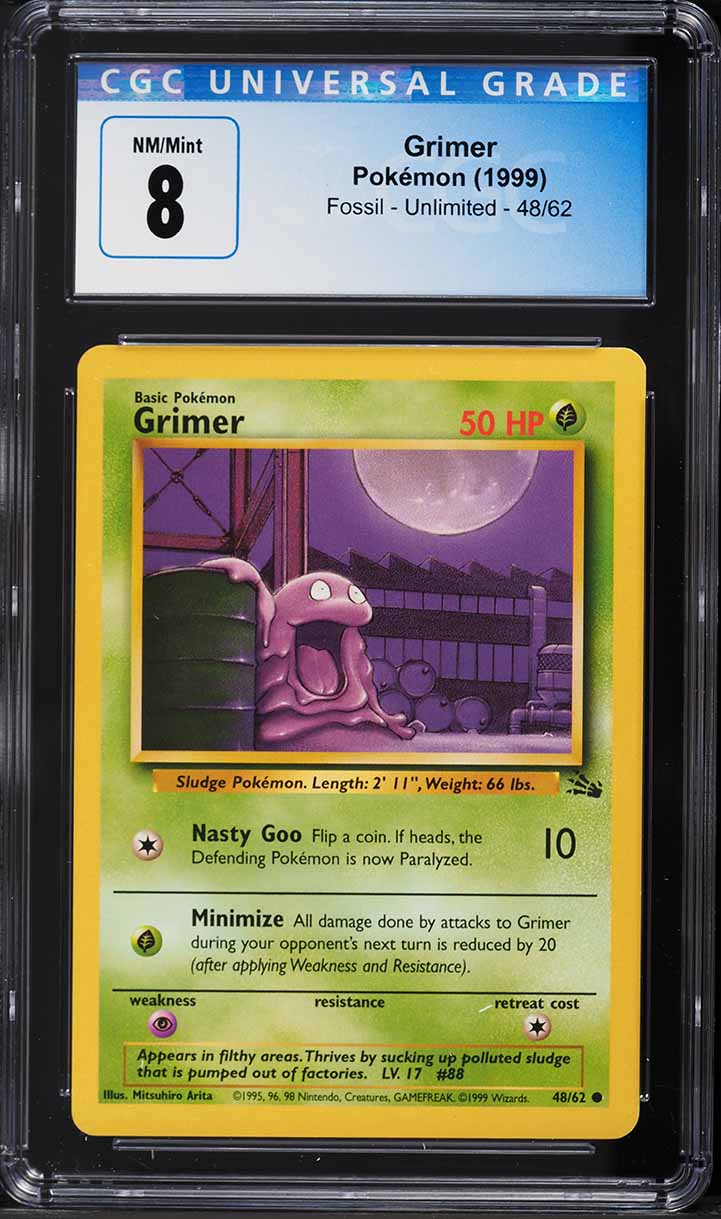 1999 Pokemon Fossil Grimer #48 CGC 8 NM-MT