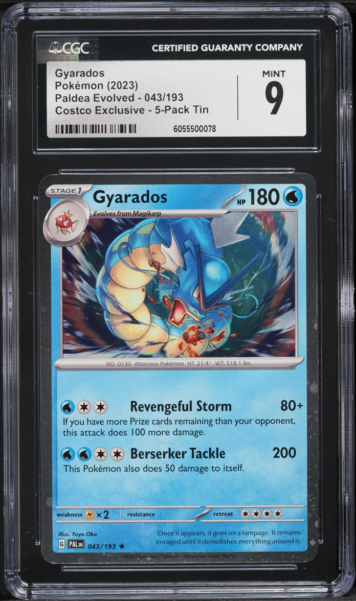 2023 Pokemon Paldea Evolved Costco Exclusive 5-Pack Tin Gyarados #043 CGC 9 MINT