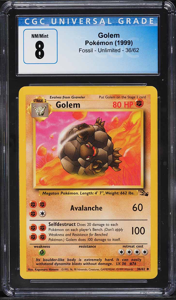 1999 Pokemon Fossil Golem #36 CGC 8 NM-MT