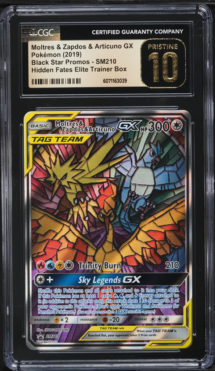 2019 Pokemon SM Promo Hidden Fates Moltres Zapdos Articuno GX CGC 10 PRISTINE