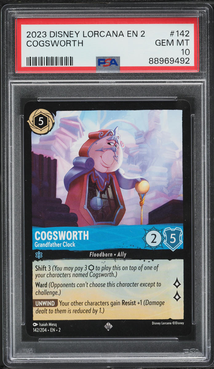 2023 Disney Lorcana Rise Of The Floodborn Cogsworth #142 PSA 10 GEM MINT