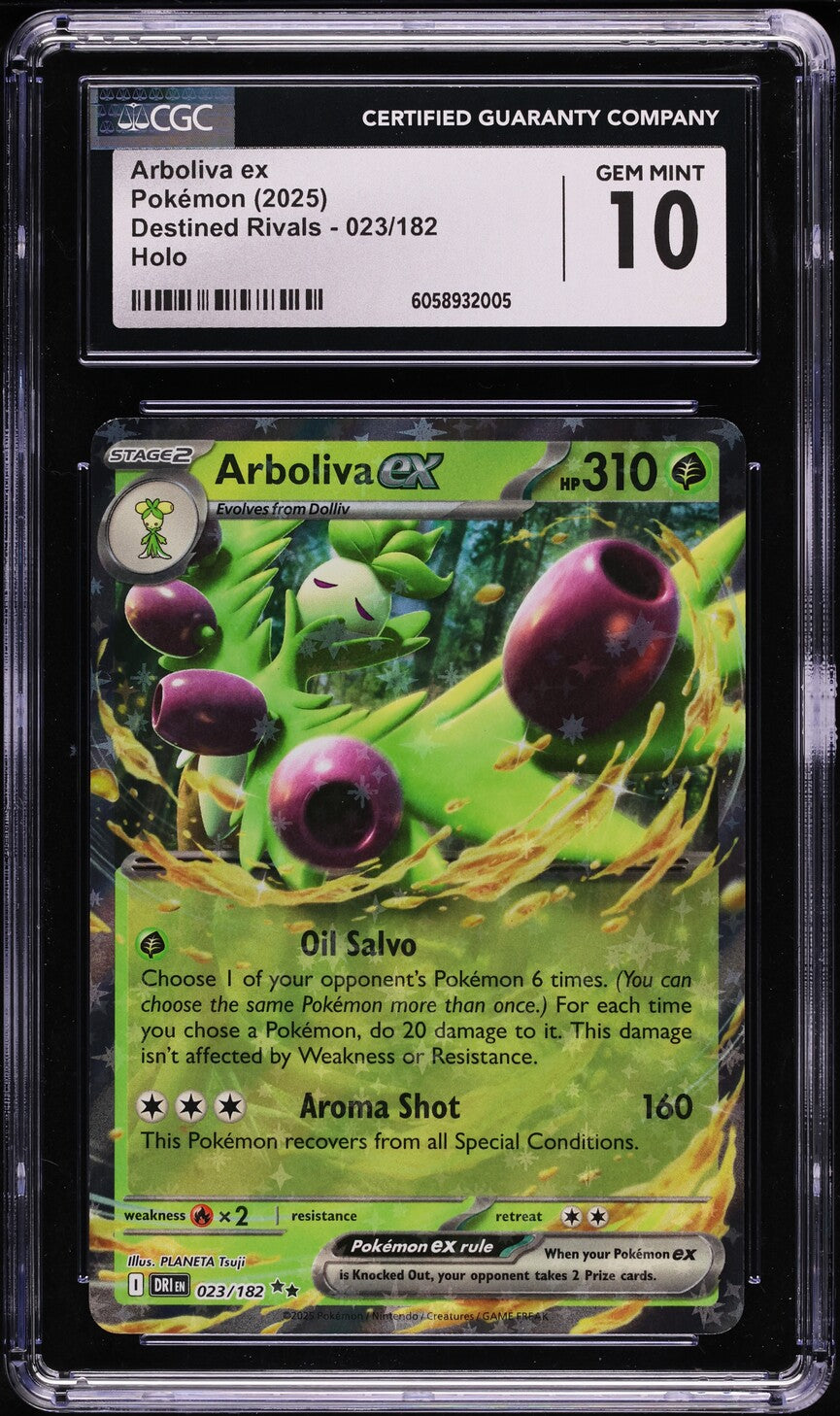 2025 Pokemon SV Destined Rivals Holo Arboliva ex #023 CGC 10 GEM MINT