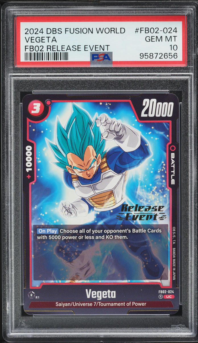 2024 Dragon Ball S Fusion World Blazing Aura Release Event Vegeta PSA 10 GEM