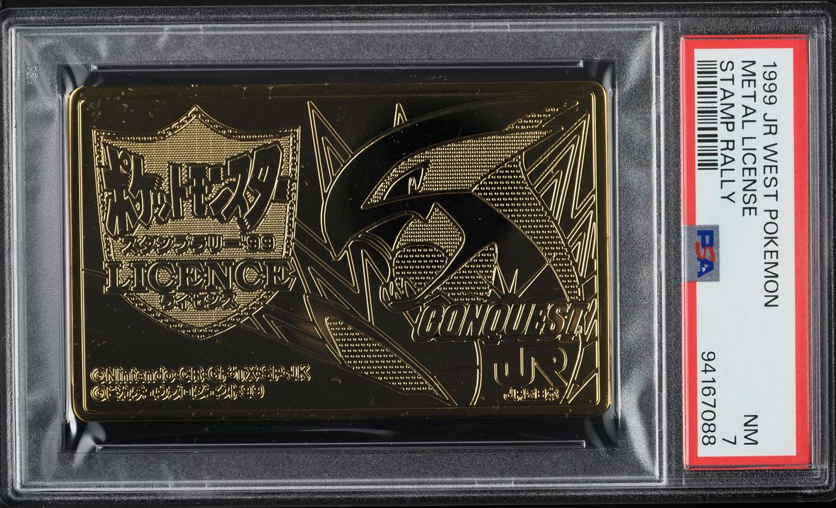 1999 Pokemon Japanese Jr West Stamp Rally Metal License PSA 7 NRMT