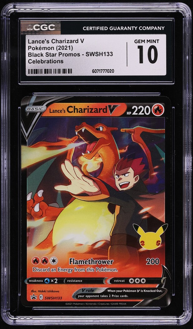 2021 Pokemon SWSH Black Star Promo Celebrations Lance's Charizard V #133 CGC 10