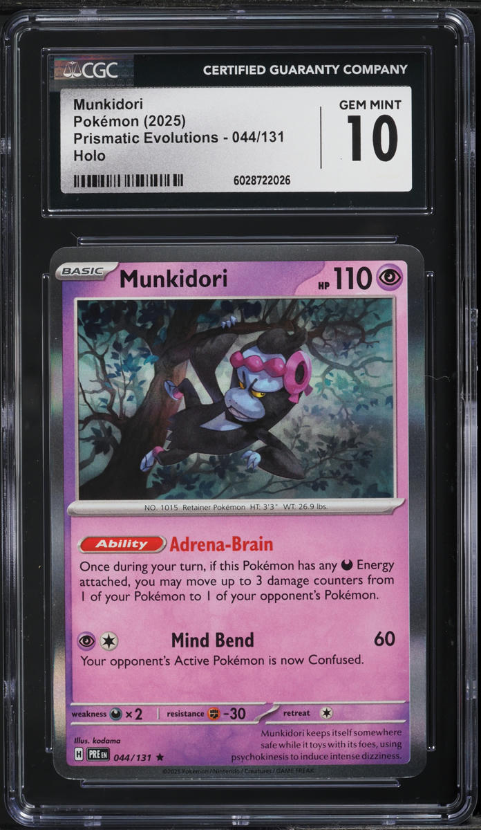 2025 Pokemon SV Prismatic Evolutions Holo Munkidori #44 CGC 10 GEM MINT