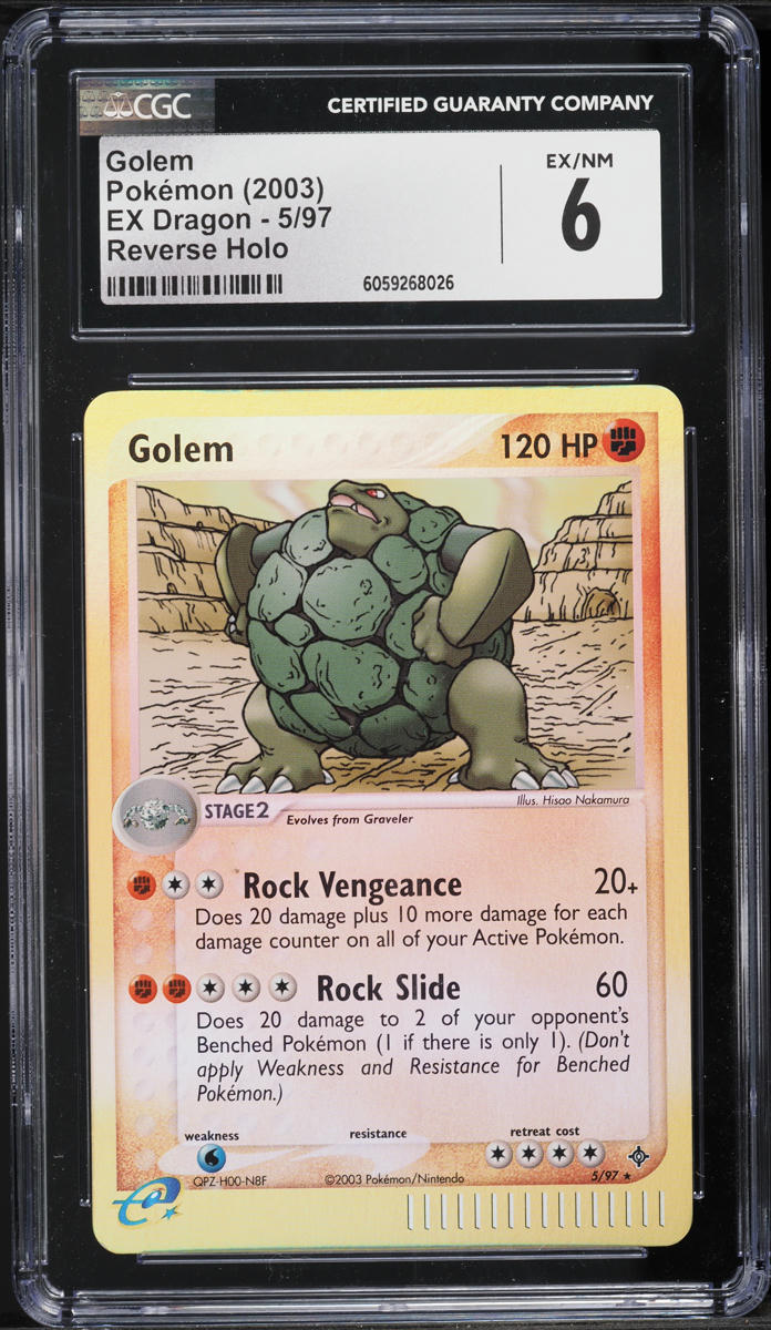2003 Pokemon EX Dragon Reverse Holo Golem #5 CGC 6 EXMT
