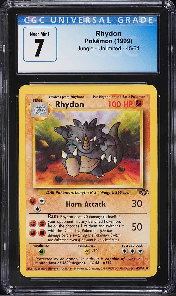 1999 Pokemon Jungle Rhydon #45 CGC 7 NRMT