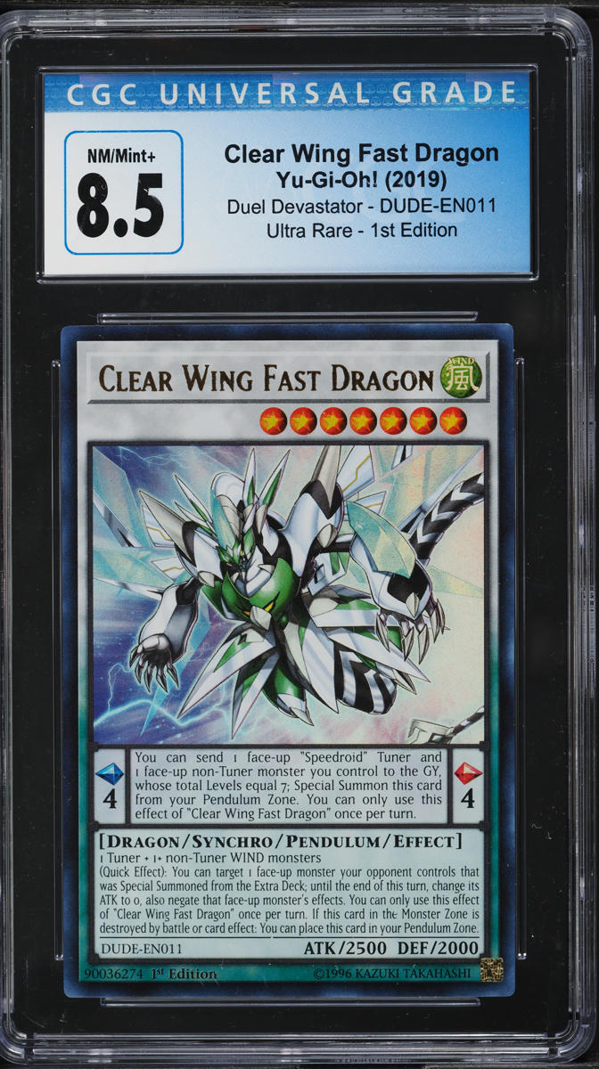 2019 Yu-Gi-Oh! Duel Devastator 1st Ed Clear Wing Fast Dragon #DUDE-EN011 CGC 8.5