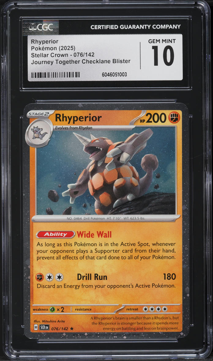 2025 Pokemon SV Stellar Crown Journey Together Checklane Rhyperior #76 CGC 10