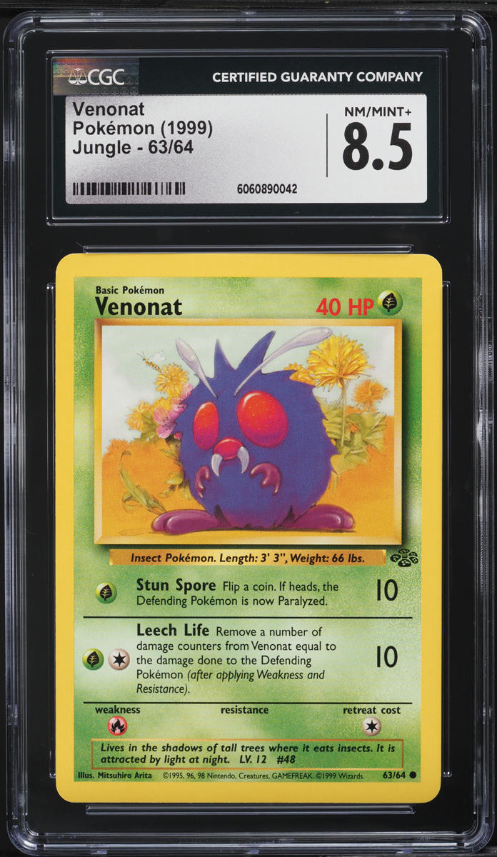 1999 Pokemon Jungle Venonat #63 CGC 8.5 NM-MT+
