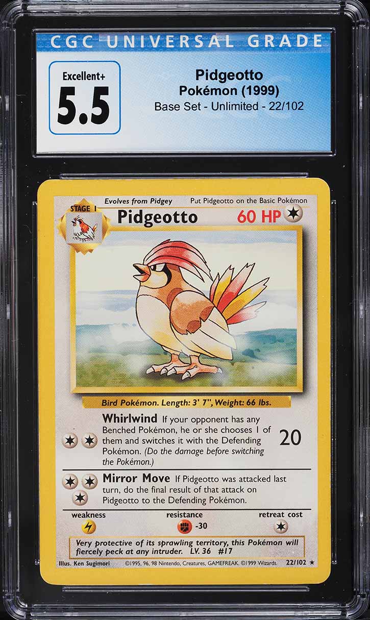 1999 Pokemon Base Set Pidgeotto #22 CGC 5.5 EX+