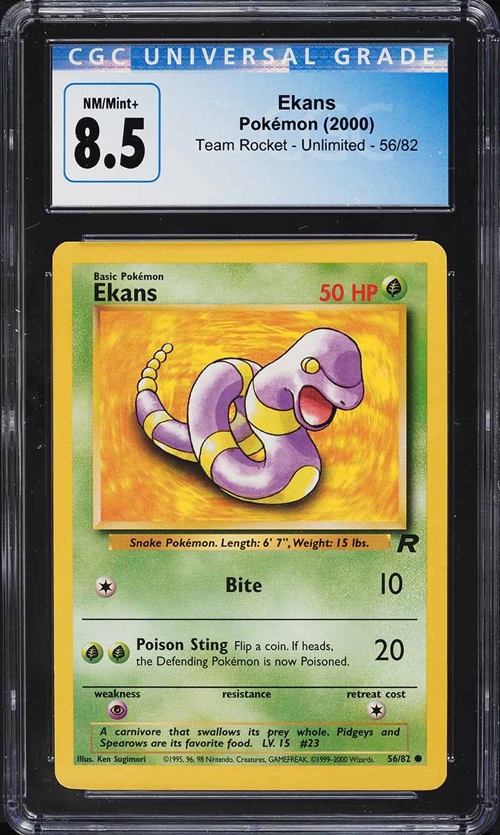 2000 Pokemon Team Rocket Ekans #56 CGC 8.5 NM-MT+