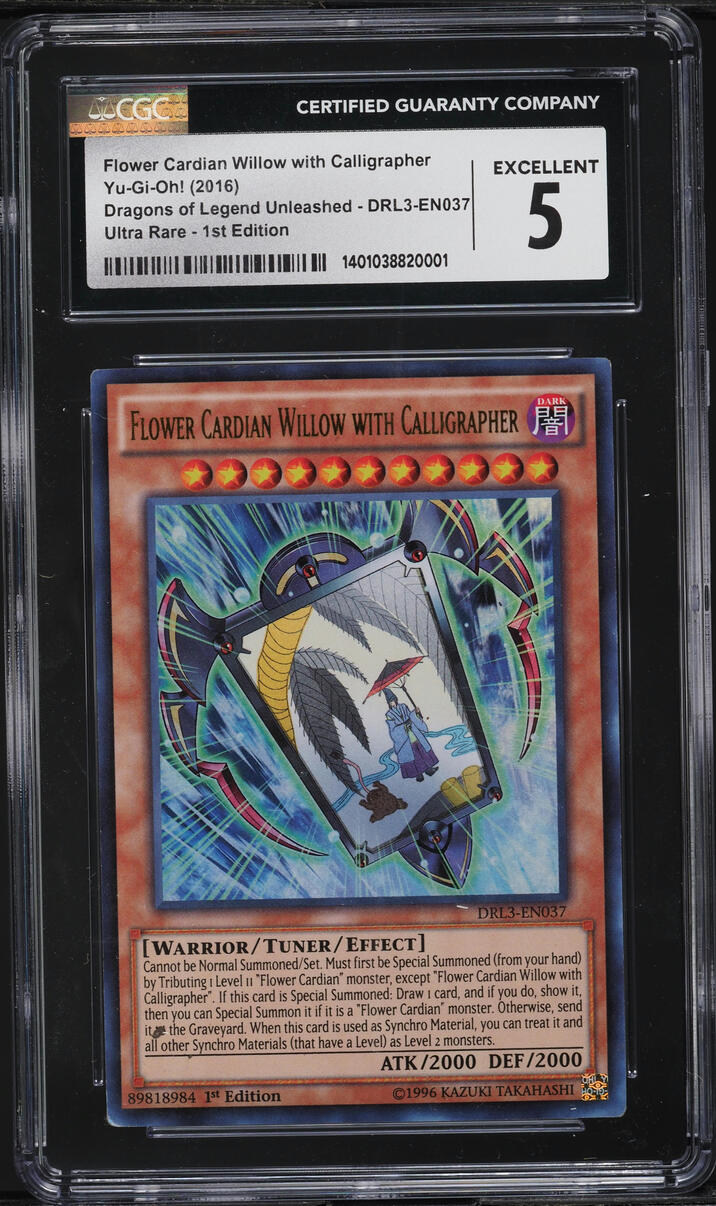 2016 Yu-Gi-Oh! DRL3 1st Ed Flower Cardian Willow Calligrapher #DRL3-EN037 CGC 5