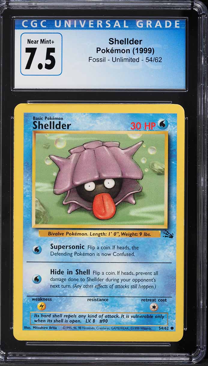 1999 Pokemon Fossil Shellder #54 CGC 7.5 NRMT+