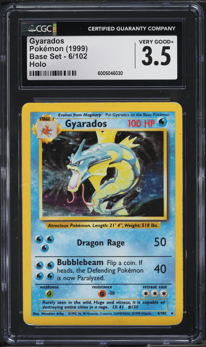 1999 Pokemon Base Set Holo Gyarados #6 CGC 3.5 VG+