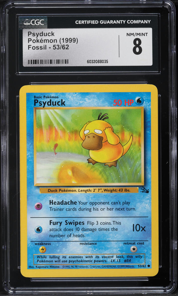 1999 Pokemon Fossil Psyduck #53 CGC 8 NM-MT