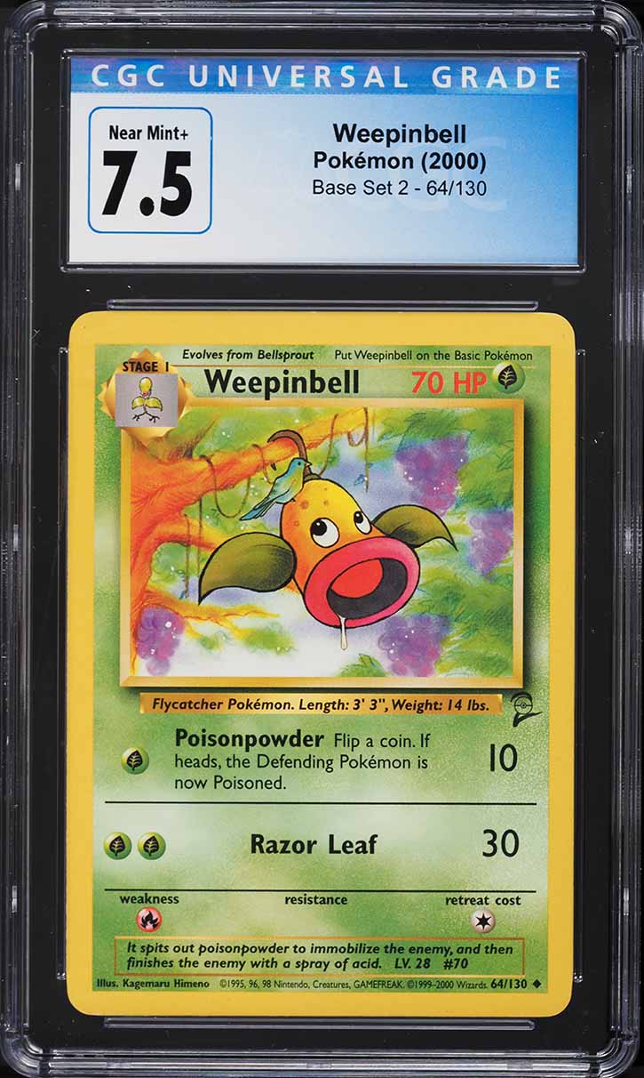 2000 Pokemon Base Set 2 Weepinbell #64 CGC 7.5 NRMT+